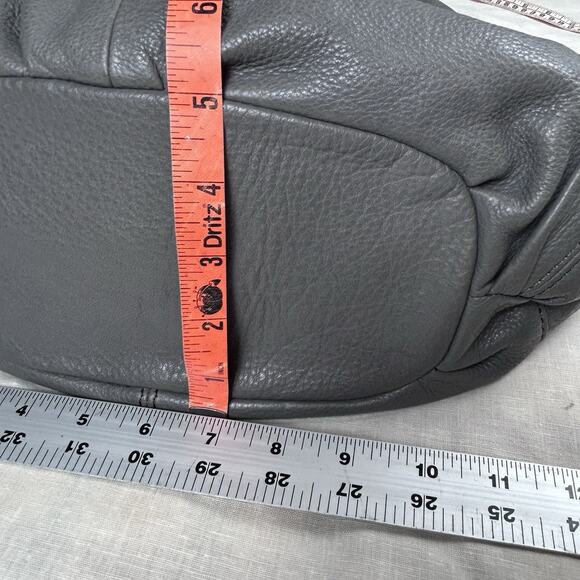 B. Makowsky grey Leather slouchy Silver Hardware Twisted Shoulder Strap Purse. - Picture 7 of 9